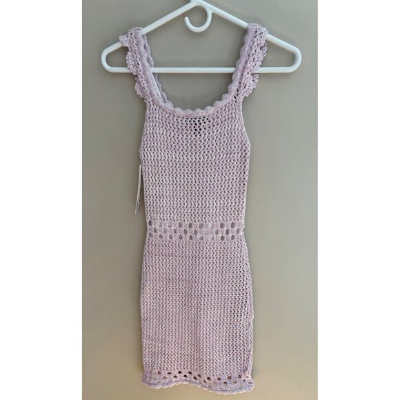 AQUA NWT Marled Crochet Boho Sleeveless Mini Dress in Lavender Purple Size XS - Picture 5 of 13